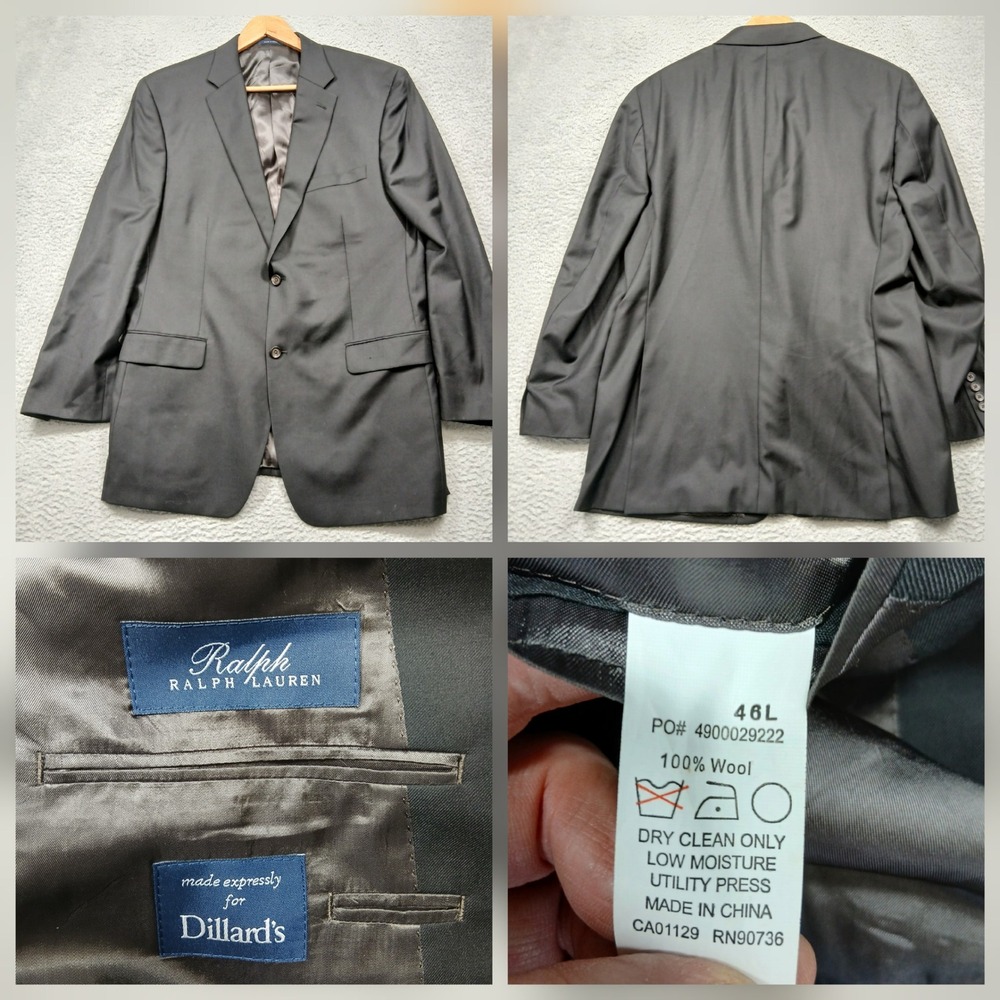 Ralph‎ Ralph Lauren Wool Blazer Men's 46L Black 2 Button